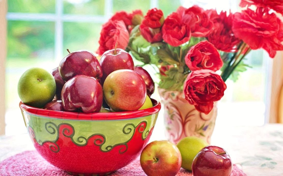 A colourful arrangement of seasonal healthy snacks